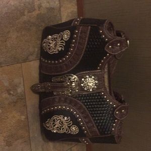 Western style conceal carry purse with rhinestones